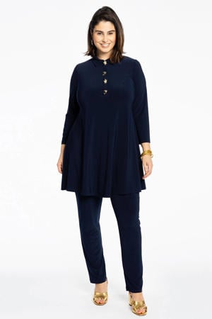 slim fit broek van travelstof DOLCE donkerblauw
