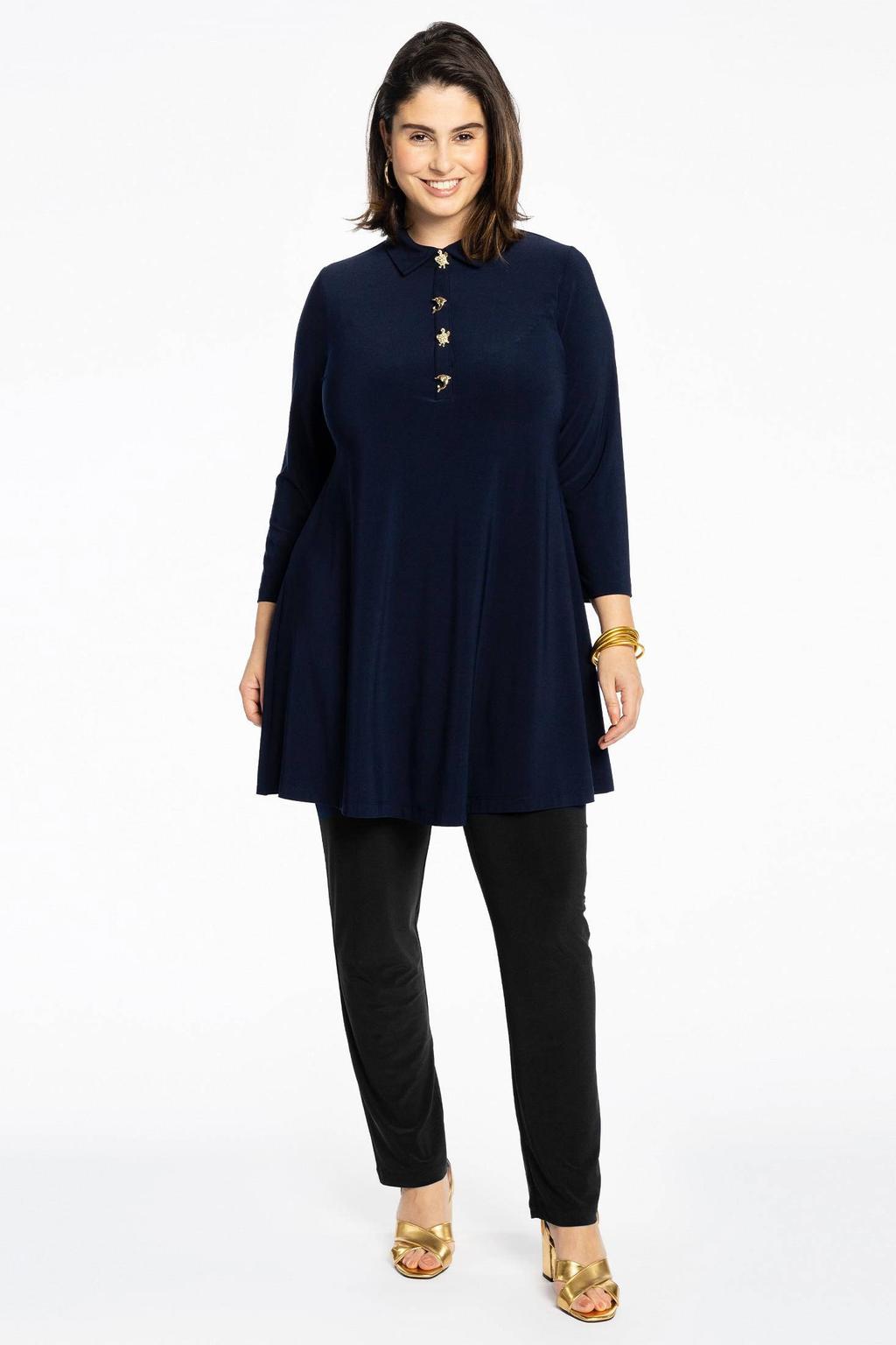 YOEK slim fit broek van travelstof DOLCE zwart