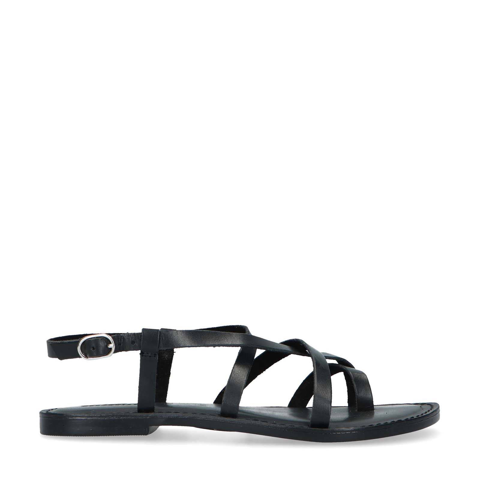Sacha leren sandalen zwart | wehkamp
