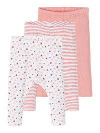NAME IT BABY legging - set van 3 roze/wit