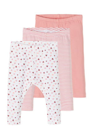 legging - set van 3 roze/wit