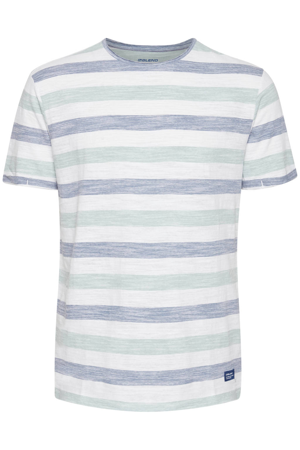 Blauw en witte heren Blend Big gestreept T-shirt Plus Size van katoen met korte mouwen en ronde hals