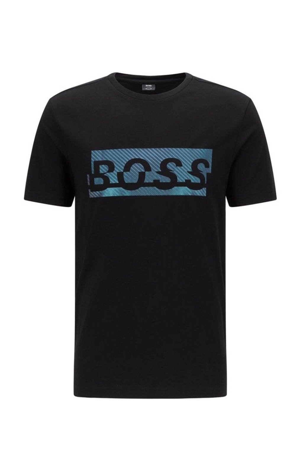 BOSS Athleisure T-shirt met logo zwart, Zwart