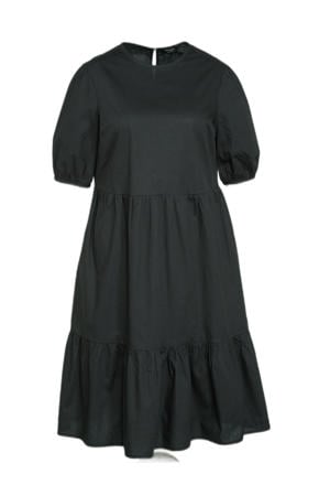 A-lijn jurk met volant zwart