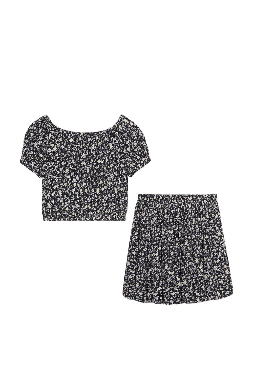 C&A Here & There rok + top bloemenprint donkerblauw, Donkerblauw
