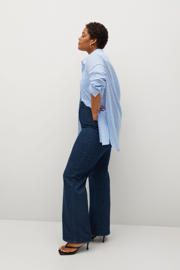 thumbnail: Mango Plus Size gestreepte geweven blouse lichtblauw/wit