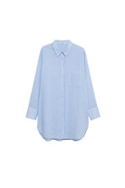 thumbnail: Mango Plus Size gestreepte geweven blouse lichtblauw/wit
