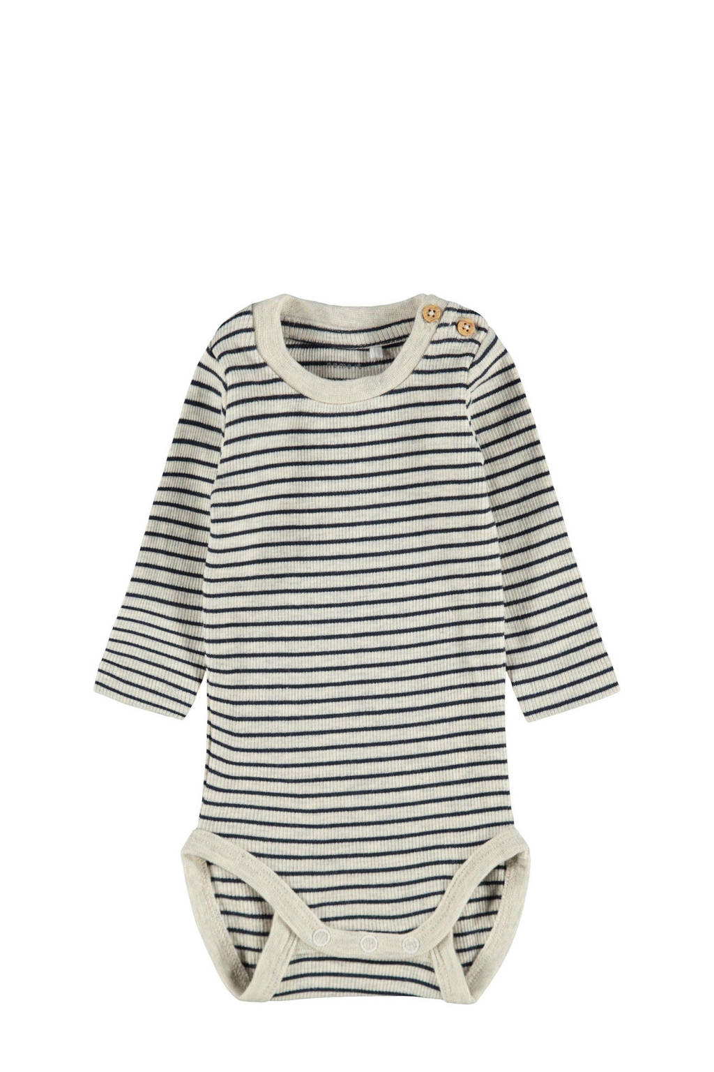 NAME IT BABY newborn baby romper NBNOLAMA beige/donkerblauw, Beige/donkerblauw