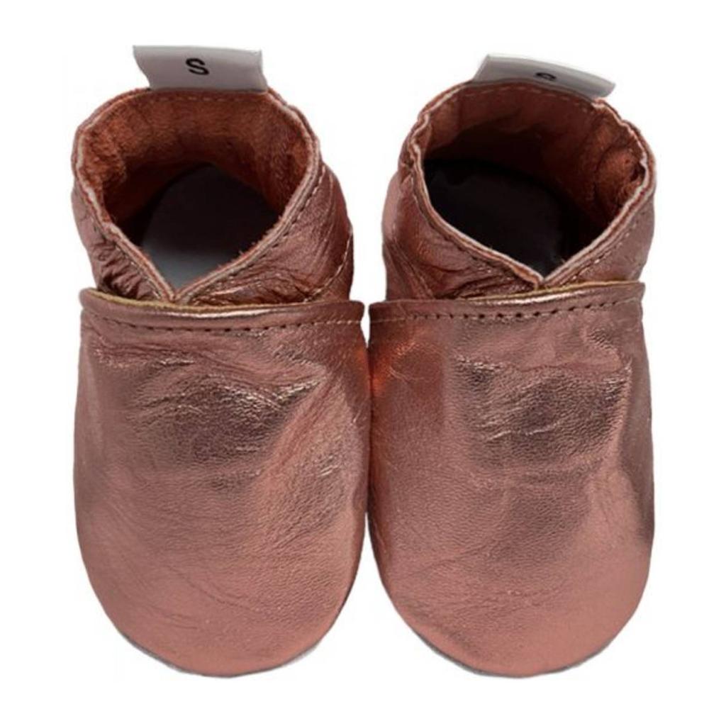 Roségouden meisjes Babysteps leren babyslofjes goud