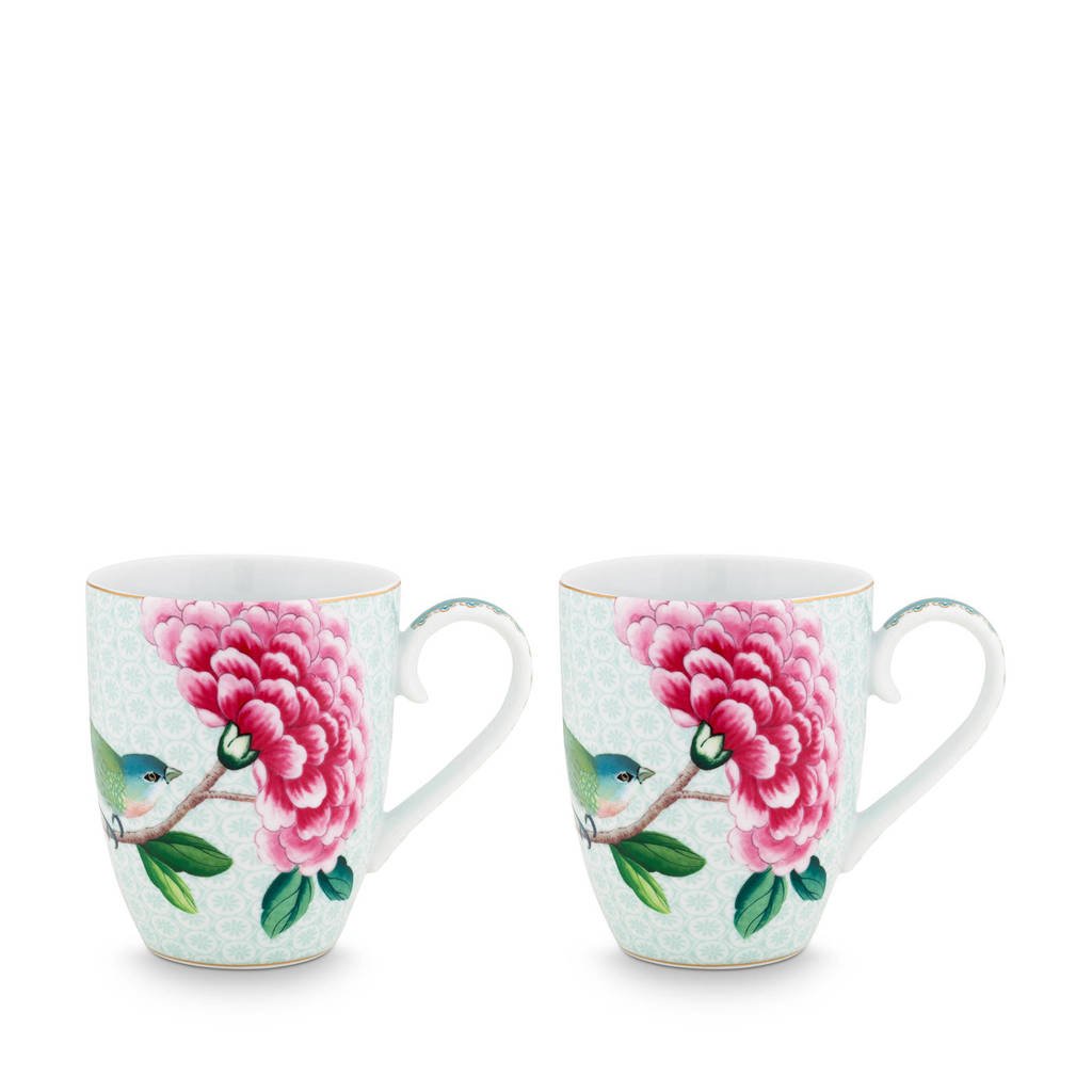 Pip Studio Blushing Birds mok (9 cm) (set van 2), Wit