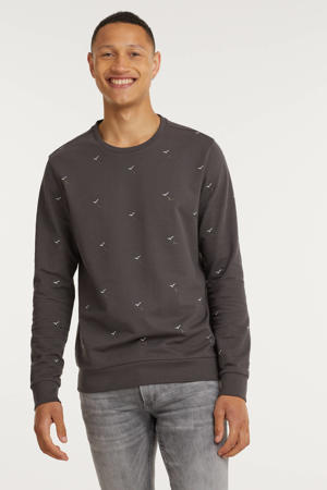 sweater TIAGO met all over print antraciet