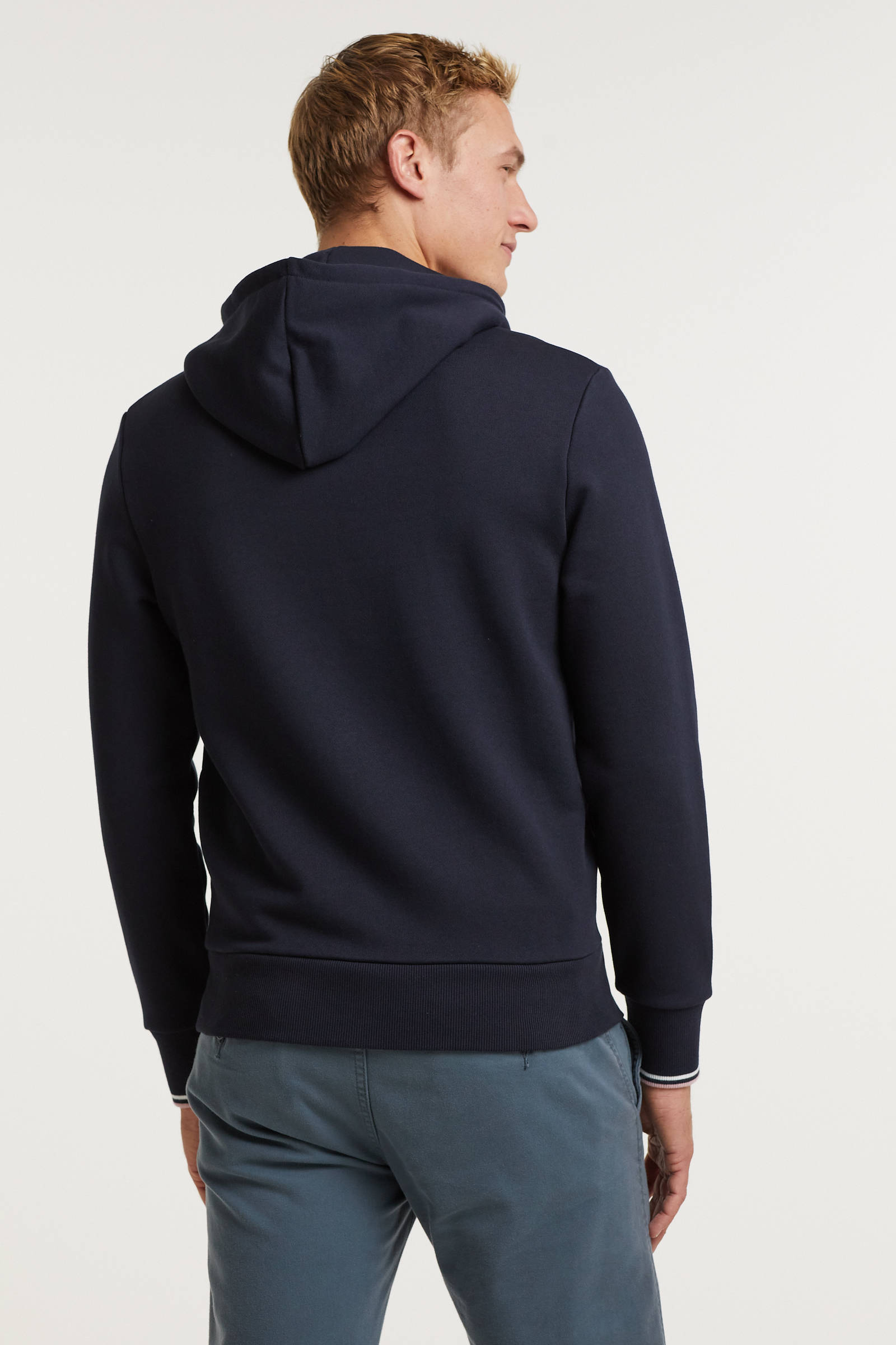 Fred Perry Donkerblauwe Sweater Tipped Hooded Sweatshirt online kopen