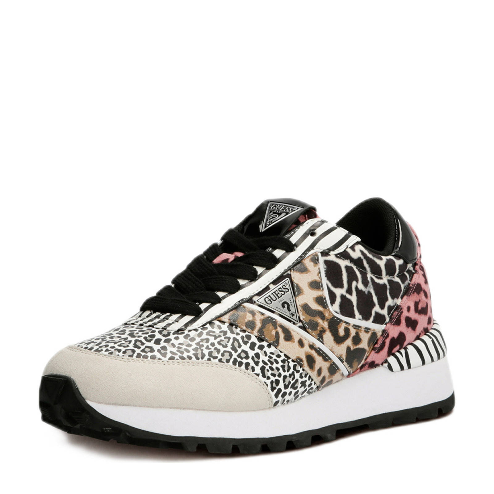 GUESS SAMSIN sneakers met dierenprint wit/multi | wehkamp