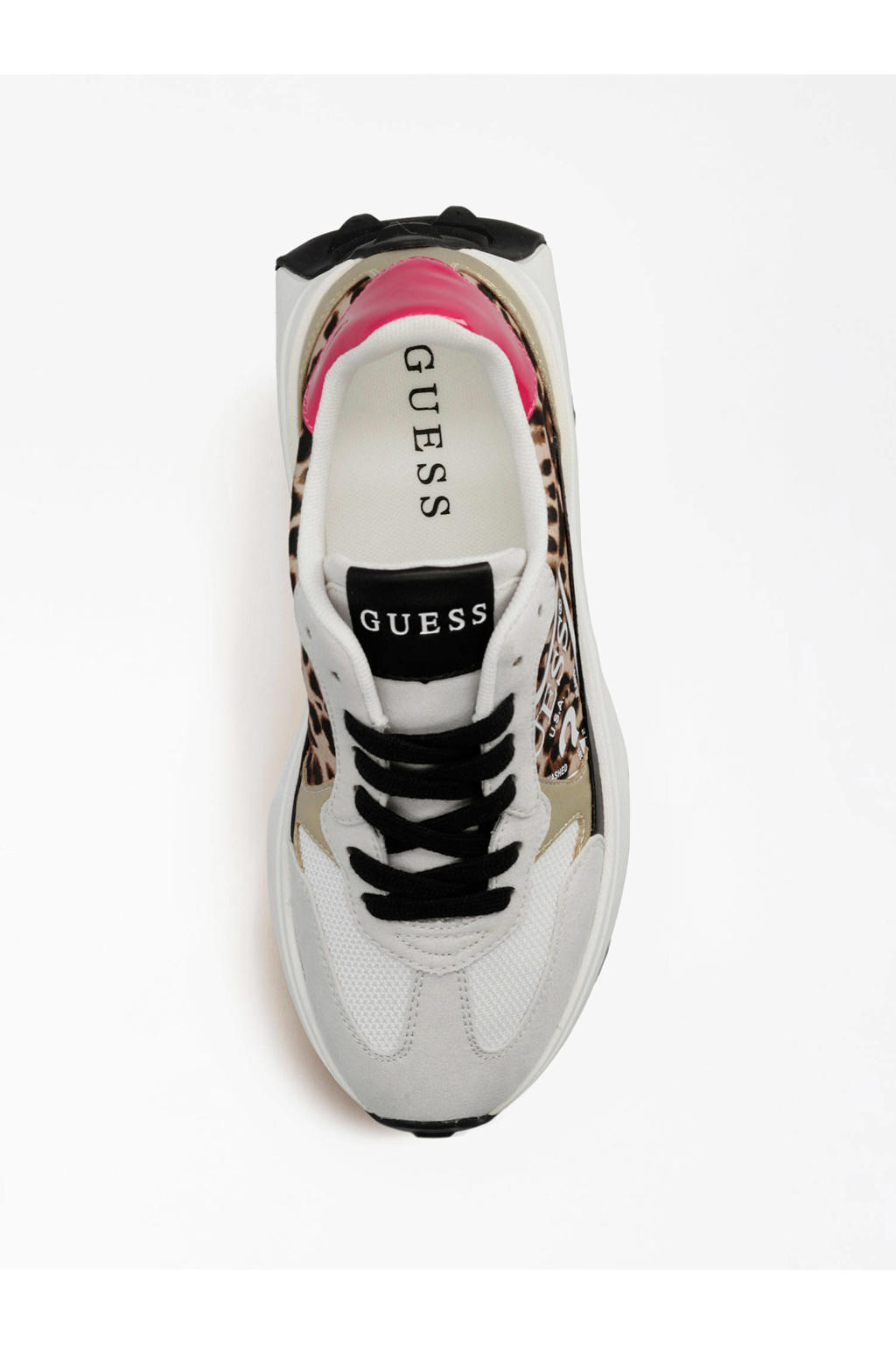 GUESS CALEBB chunky sneakers met panterprint beige/multi wehkamp