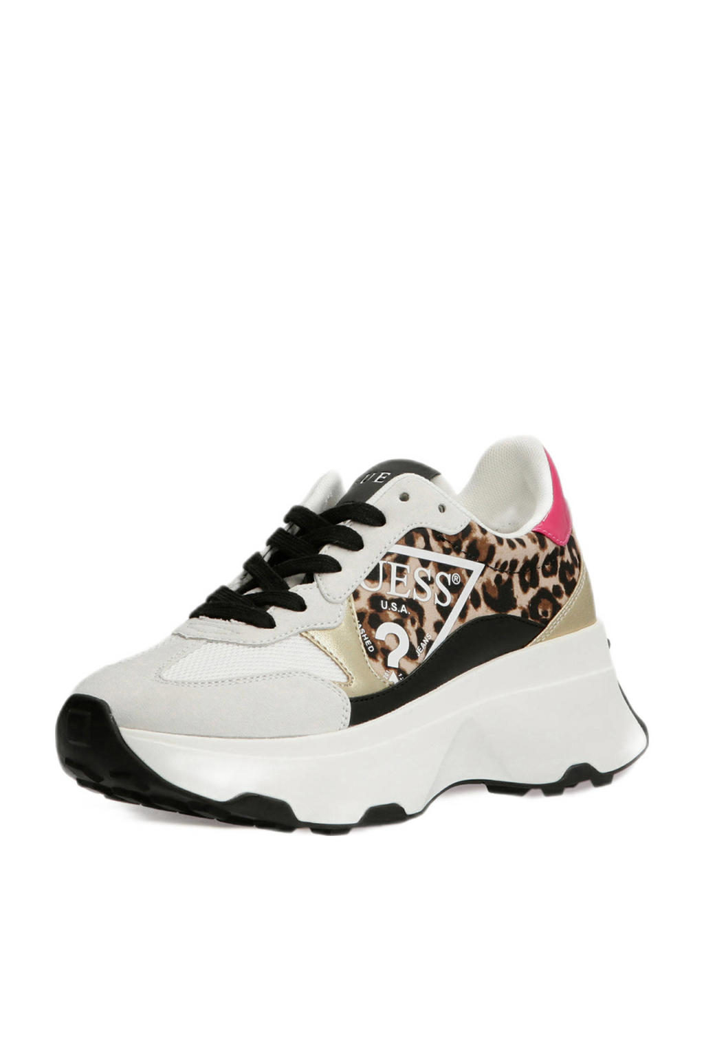 GUESS CALEBB chunky sneakers met panterprint beige/multi wehkamp