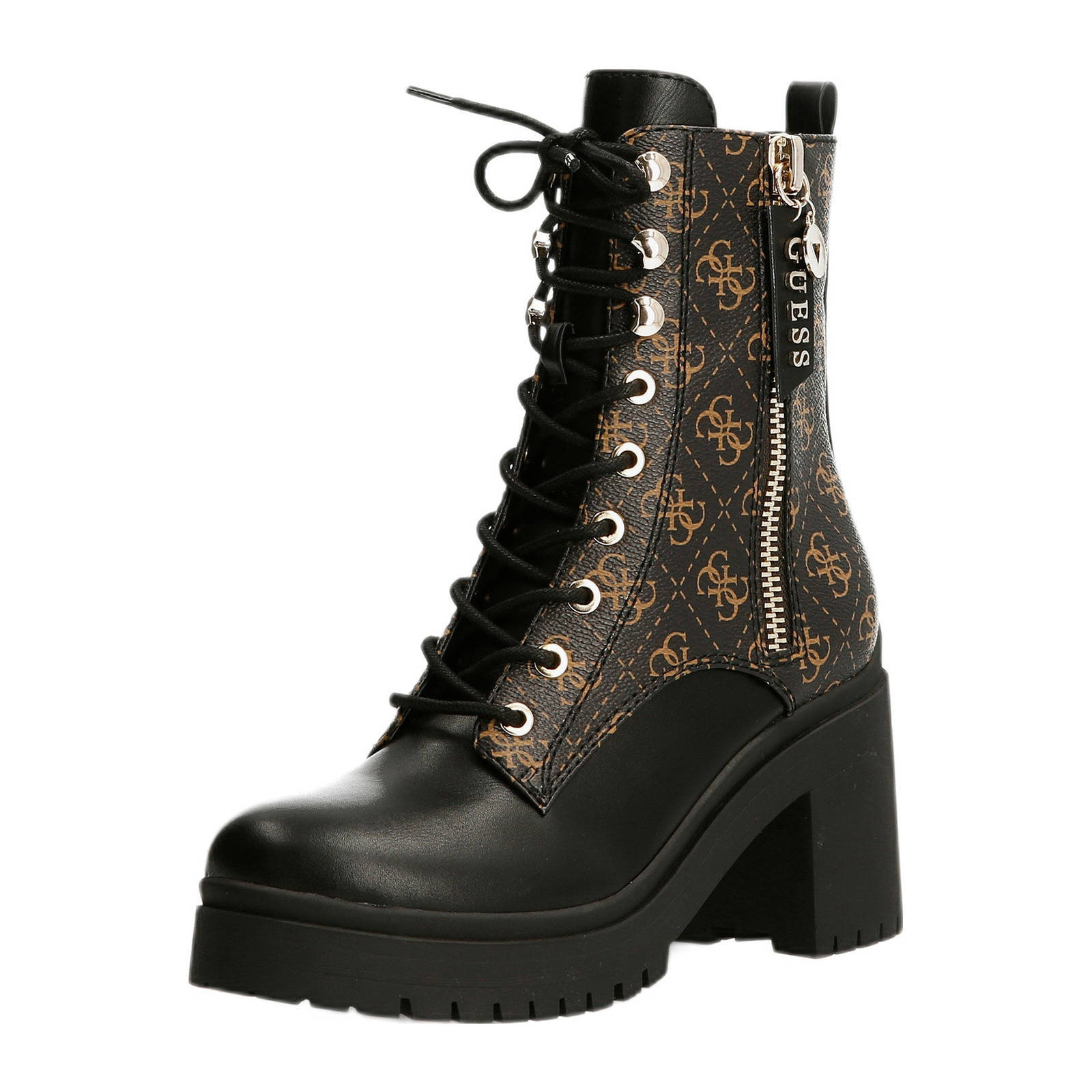 GUESS Cabra veterboots zwart/bruin | wehkamp