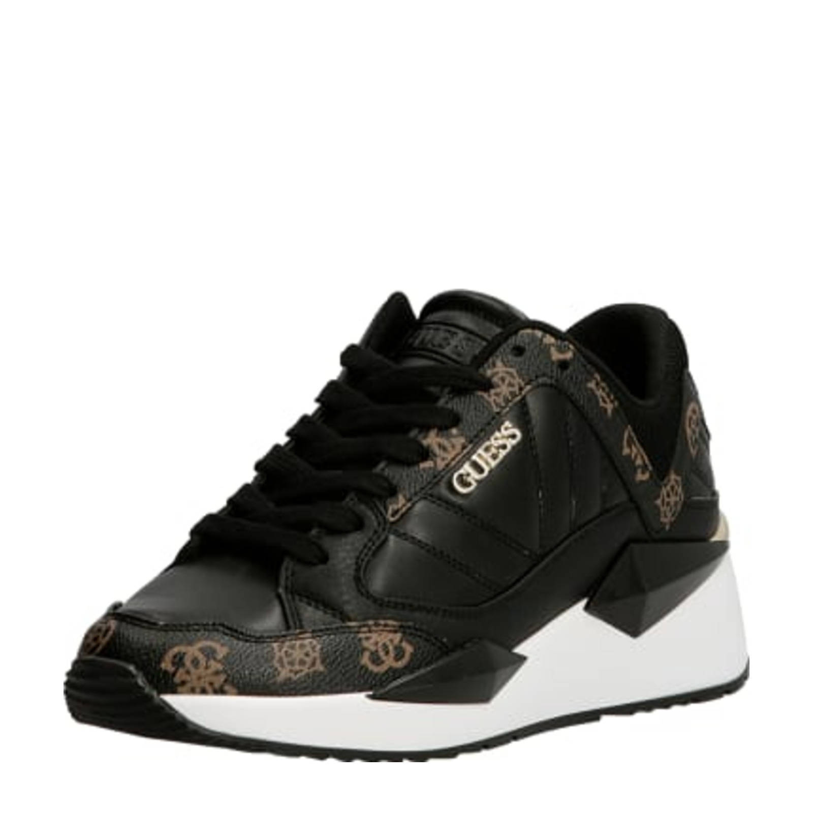 GUESS TRAVES sneakers zwart/bruin | wehkamp