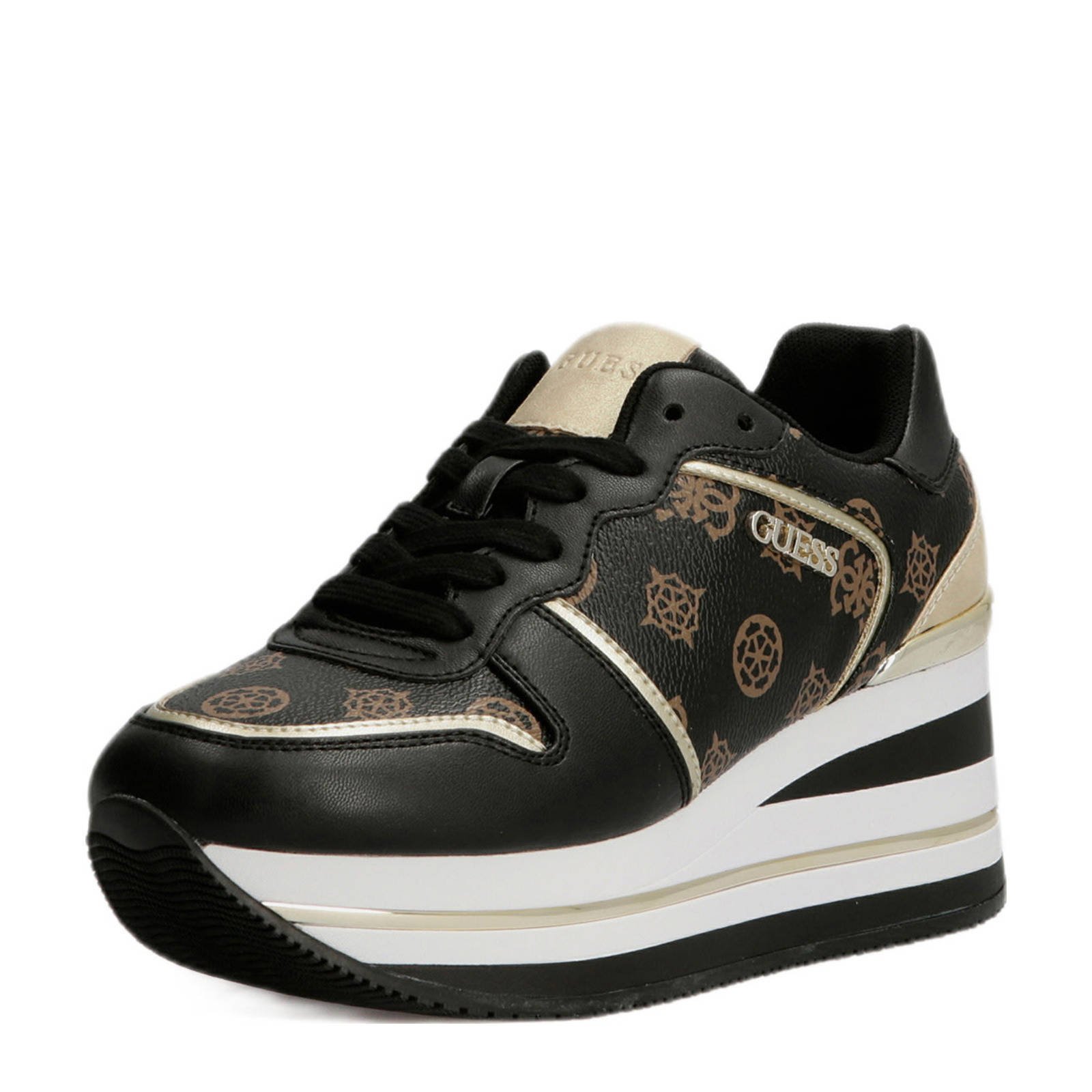 GUESS HEKTORE wedge sneakers zwart