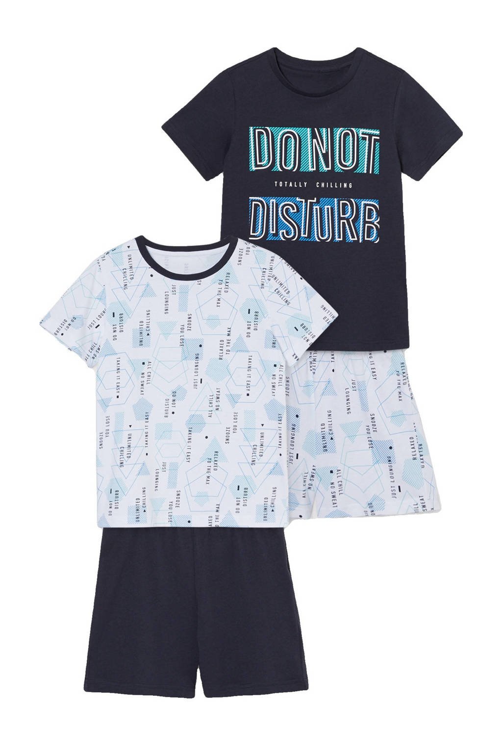 C&A shortama - set van 2 donkerblauw/wit, Donkerblauw/wit