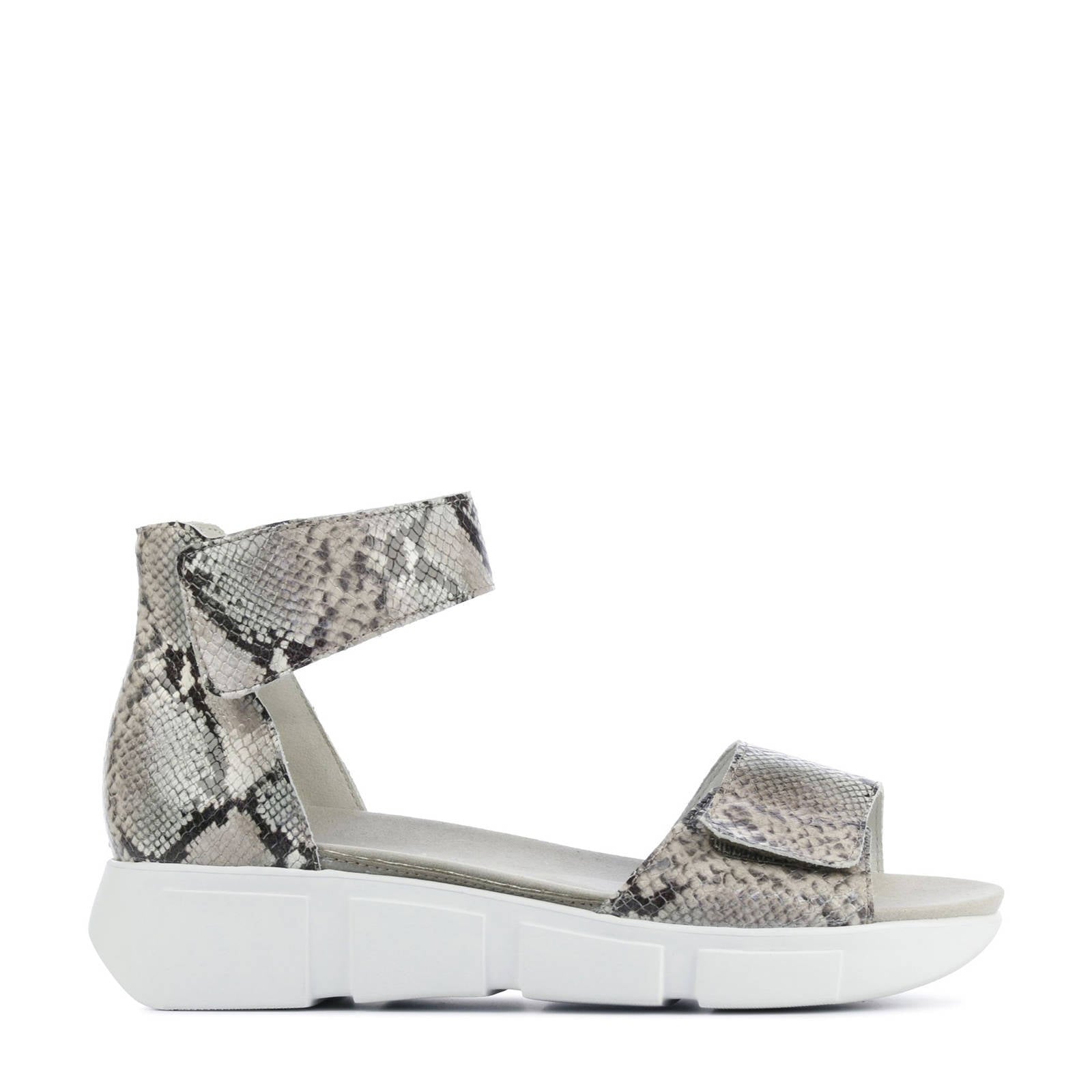 Waldlaufer 757802 comfort leren sandalen met slangenprint beige | wehkamp