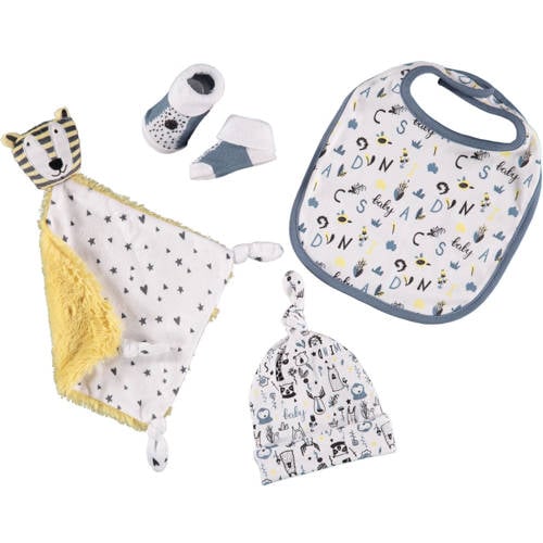 Apollo baby geschenkset Animals blauw/wit/geel afbeelding