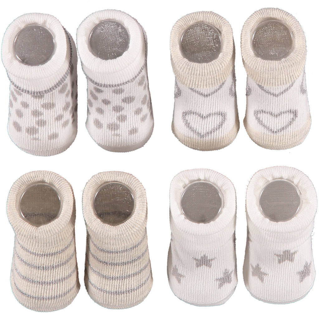 Apollo new born sokken - set van 4 in een geschenkset beige/lichtgrijs, Beige/lichtgrijs