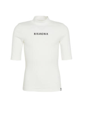 T-shirt NN Rib top met logo wit