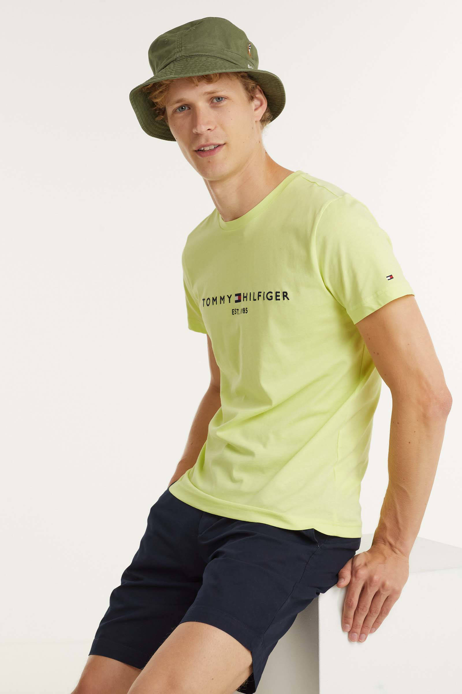 Tommy Hilfiger T-shirt van biologisch katoen geel | wehkamp