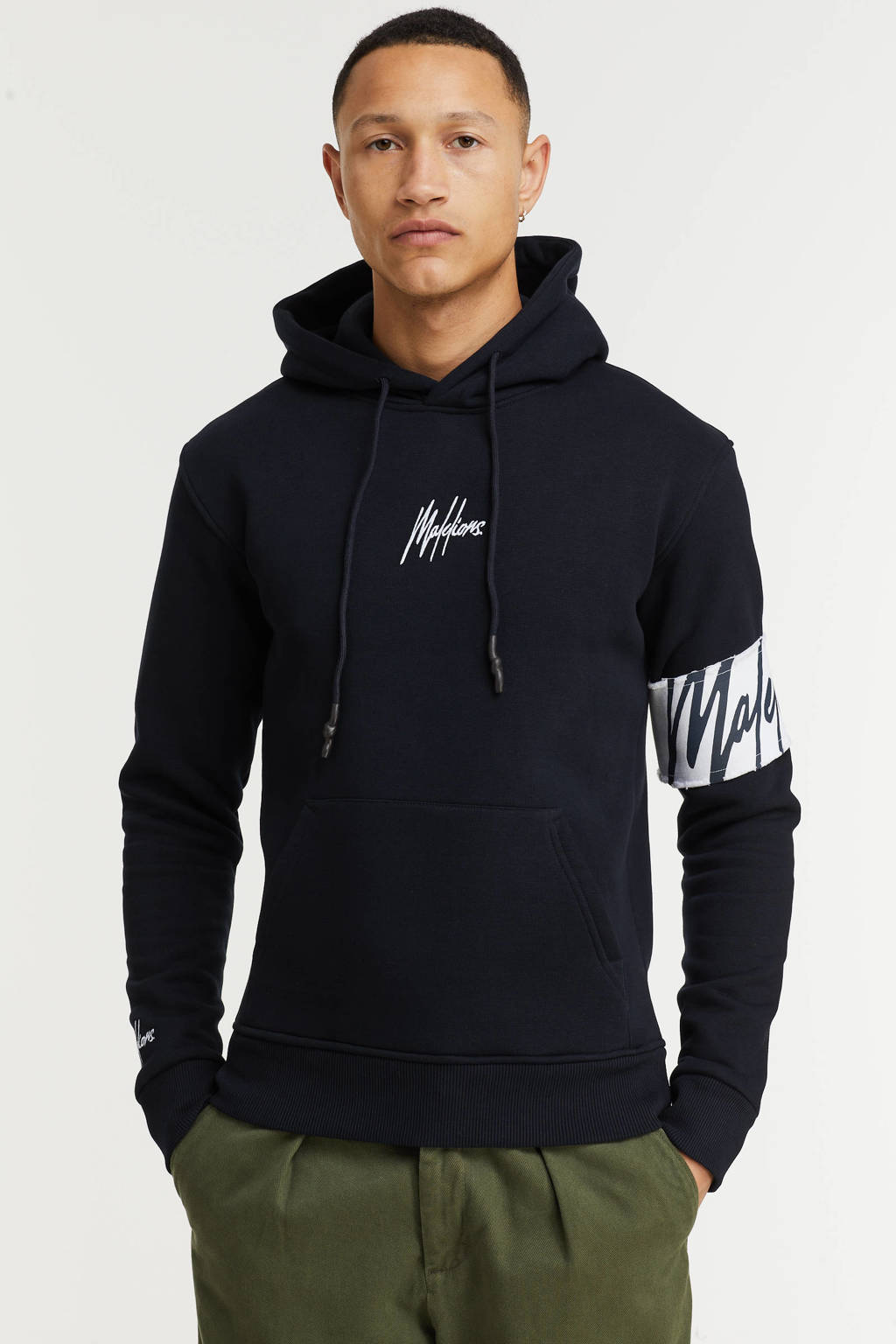 Malelions hoodie Captain met logo navy/white