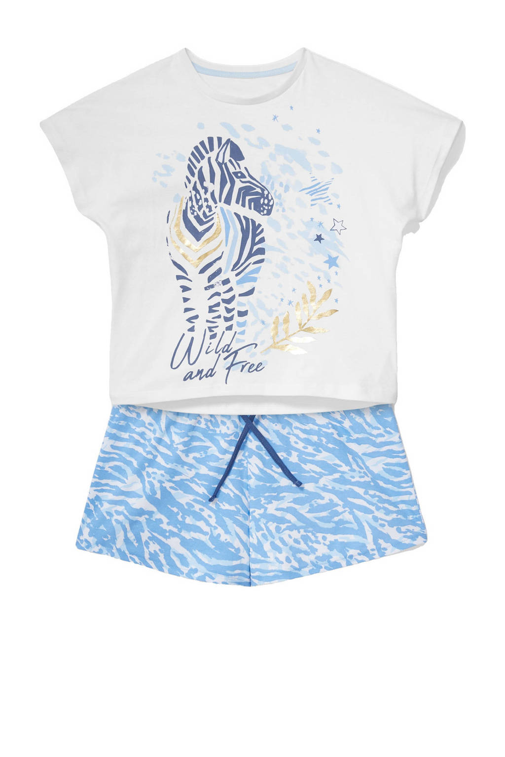 C&A Here & There shortama lichtblauw/wit, Lichtblauw/wit
