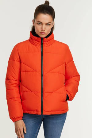 gewatteerde puffer jas oranje/rood