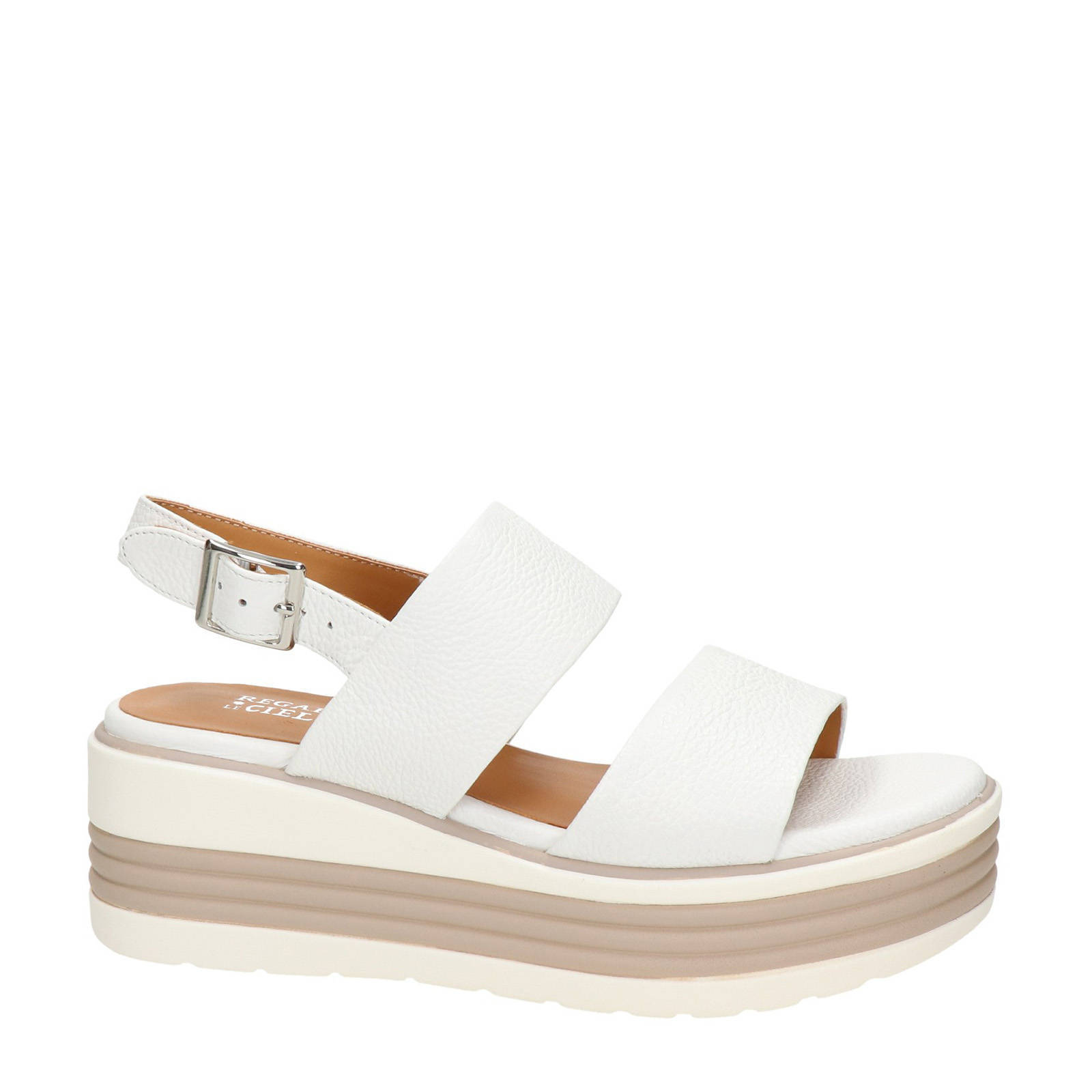 Regarde le ciel Sheyla leren plateau sandalen wit | wehkamp
