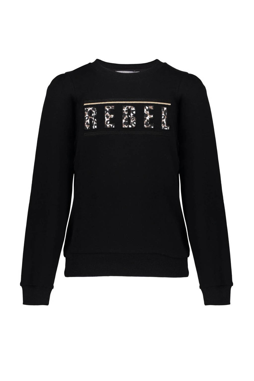 Geisha sweater met tekst zwart