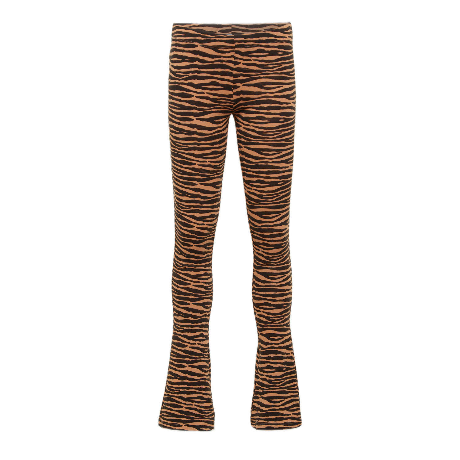 Geisha flared broek met all over print zwart cognac