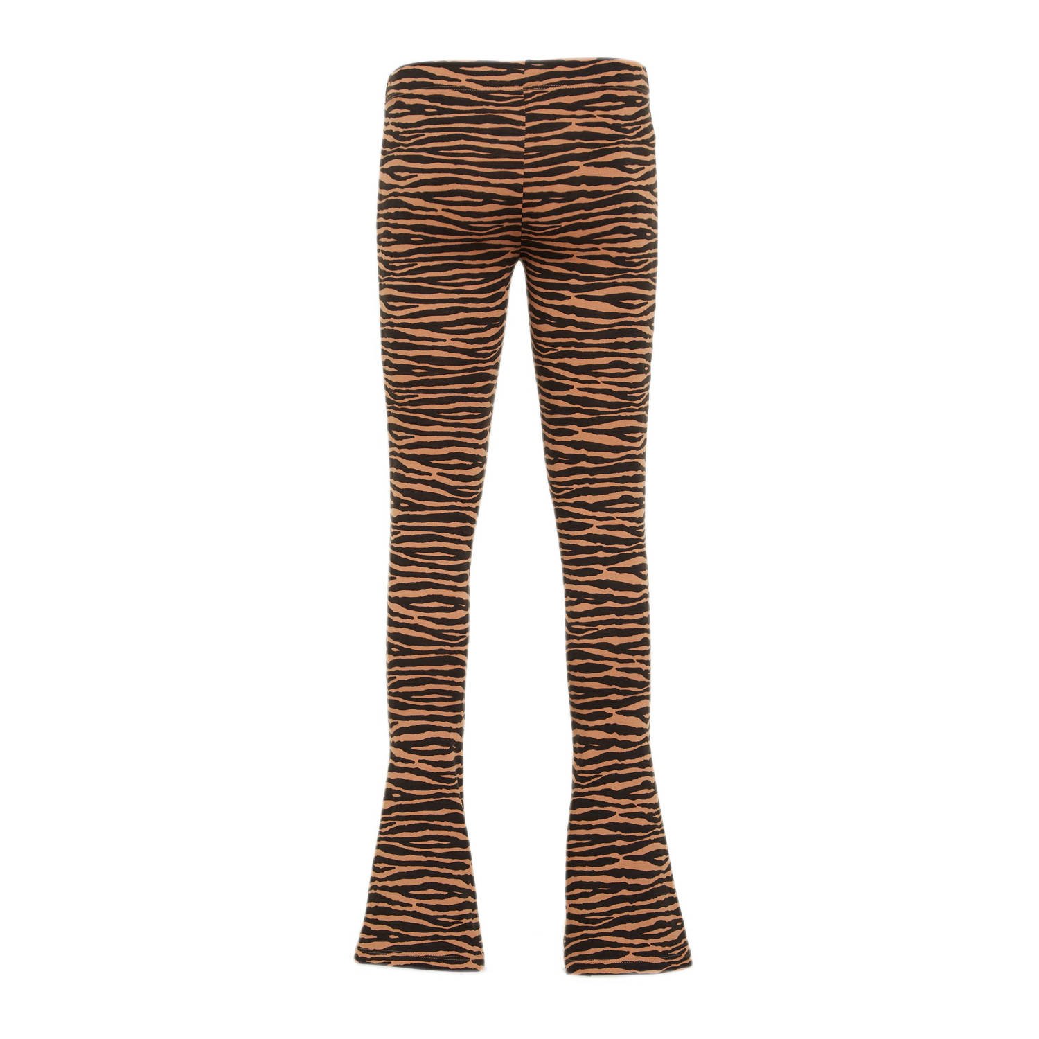 Geisha flared broek met all over print zwart cognac