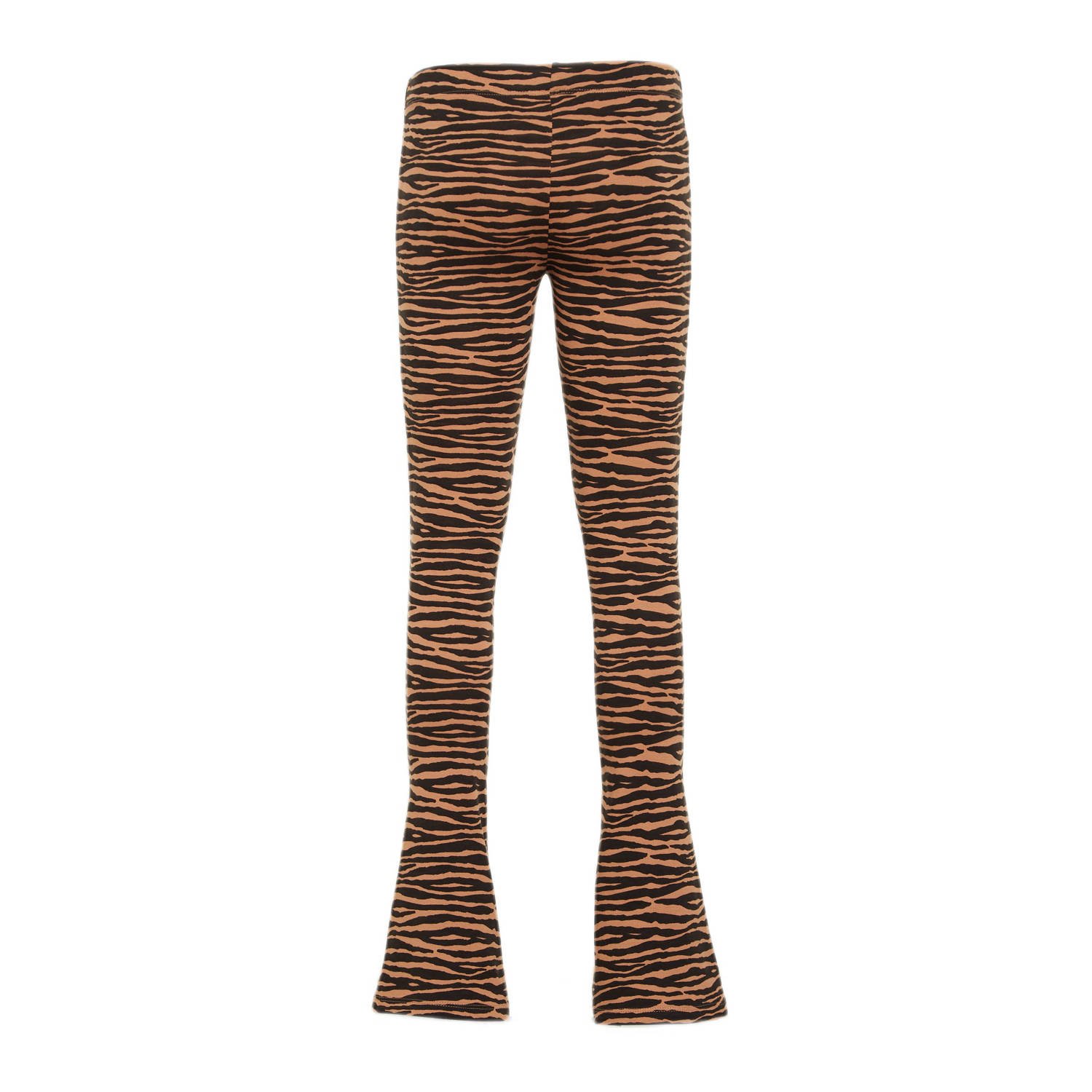 Geisha flared broek met all over print zwart cognac