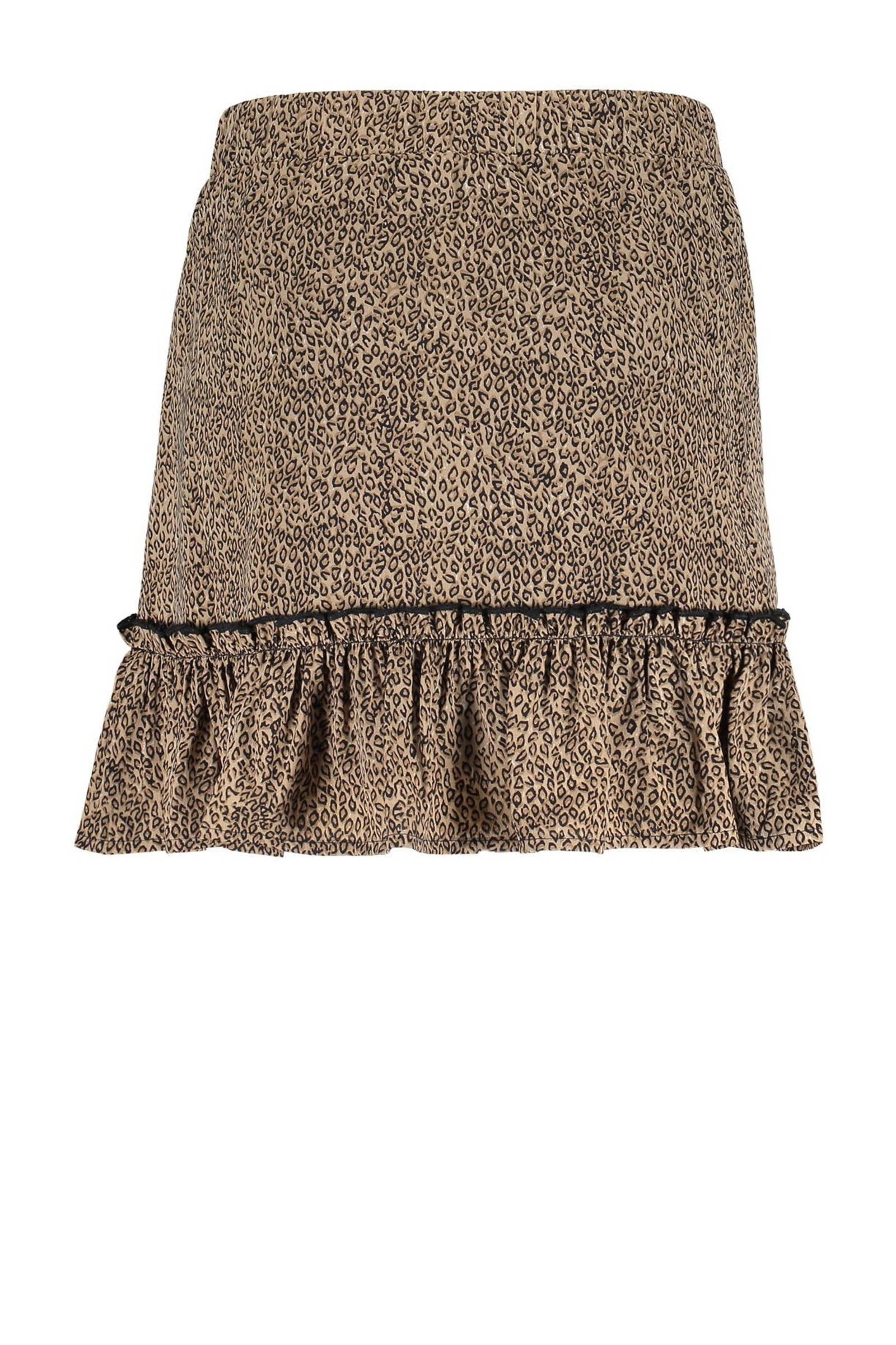 Geisha rok met all over print en ruches zand/zwart | wehkamp