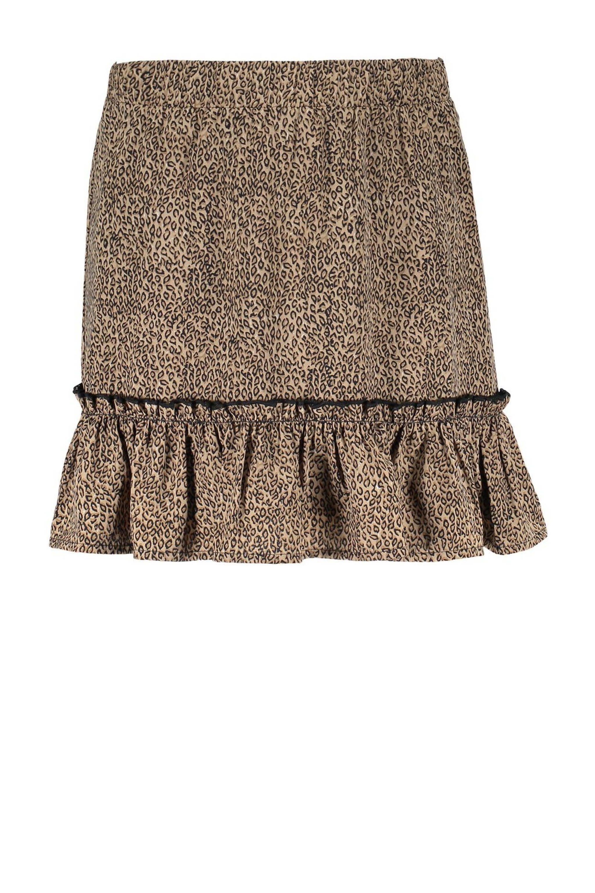 Geisha rok met all over print en ruches zand/zwart | wehkamp
