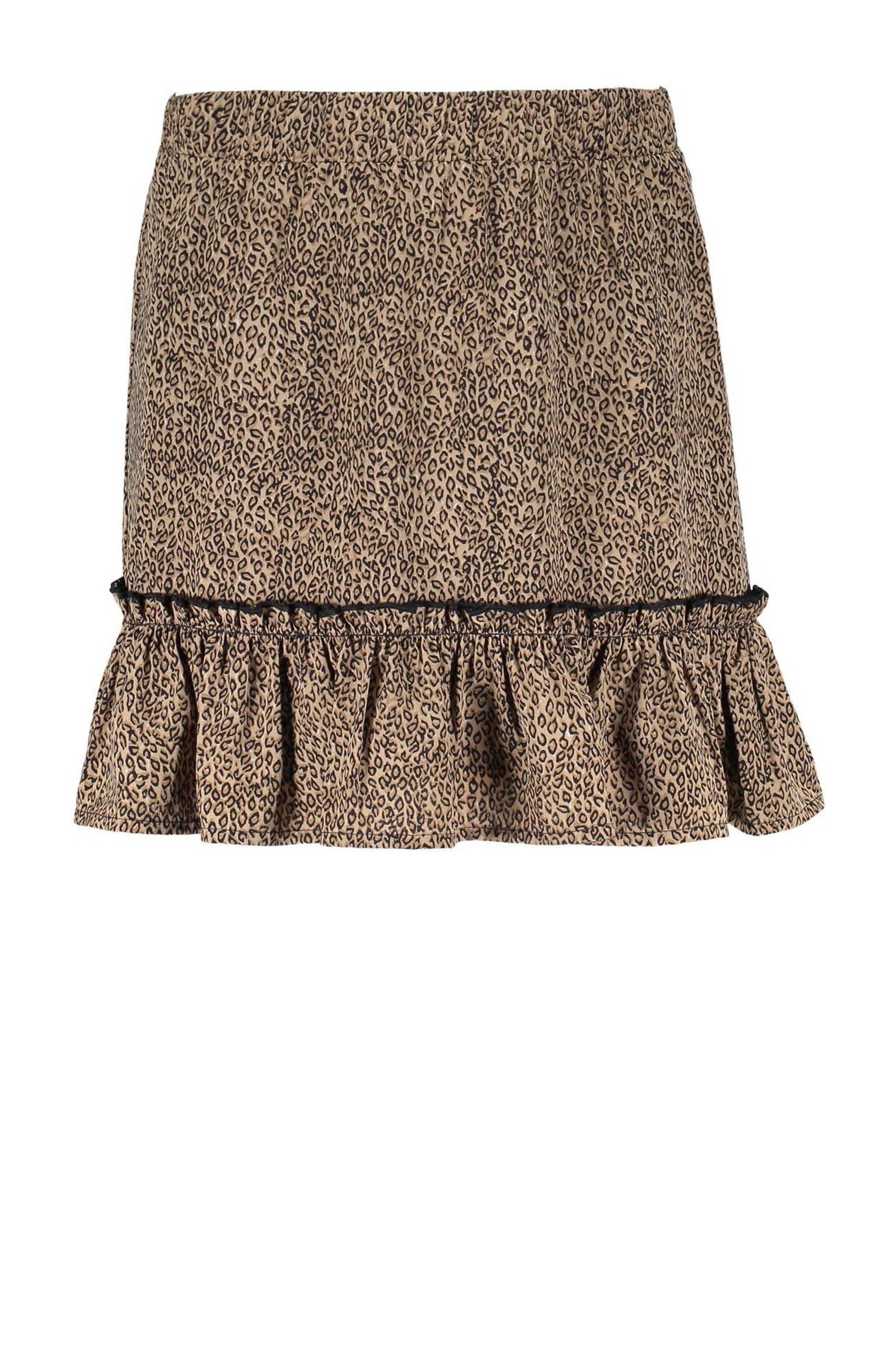 Geisha rok met all over print en ruches zand/zwart | wehkamp