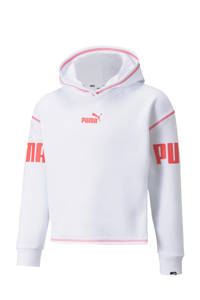 Puma hoodie met logo wit/rood, Wit/rood