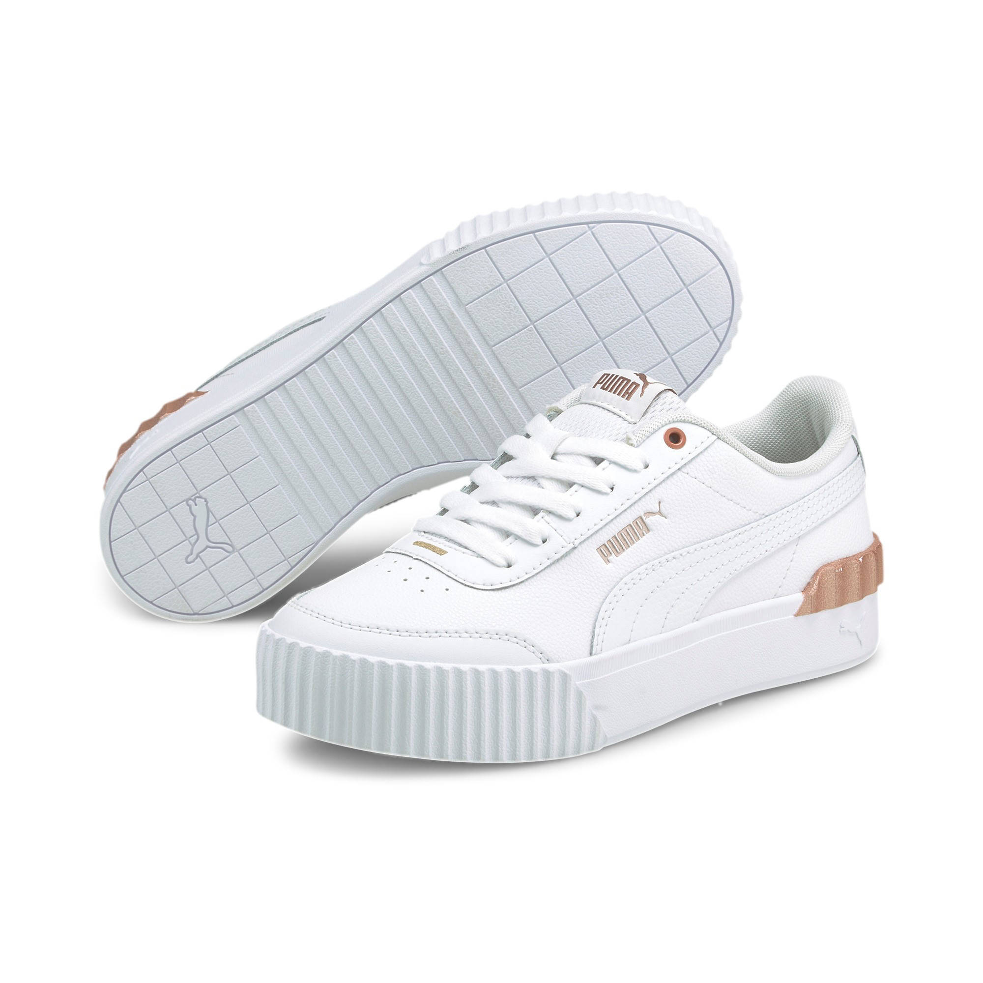 Puma Carina Lift Metallic Pop sneakers wit/roségoud | wehkamp