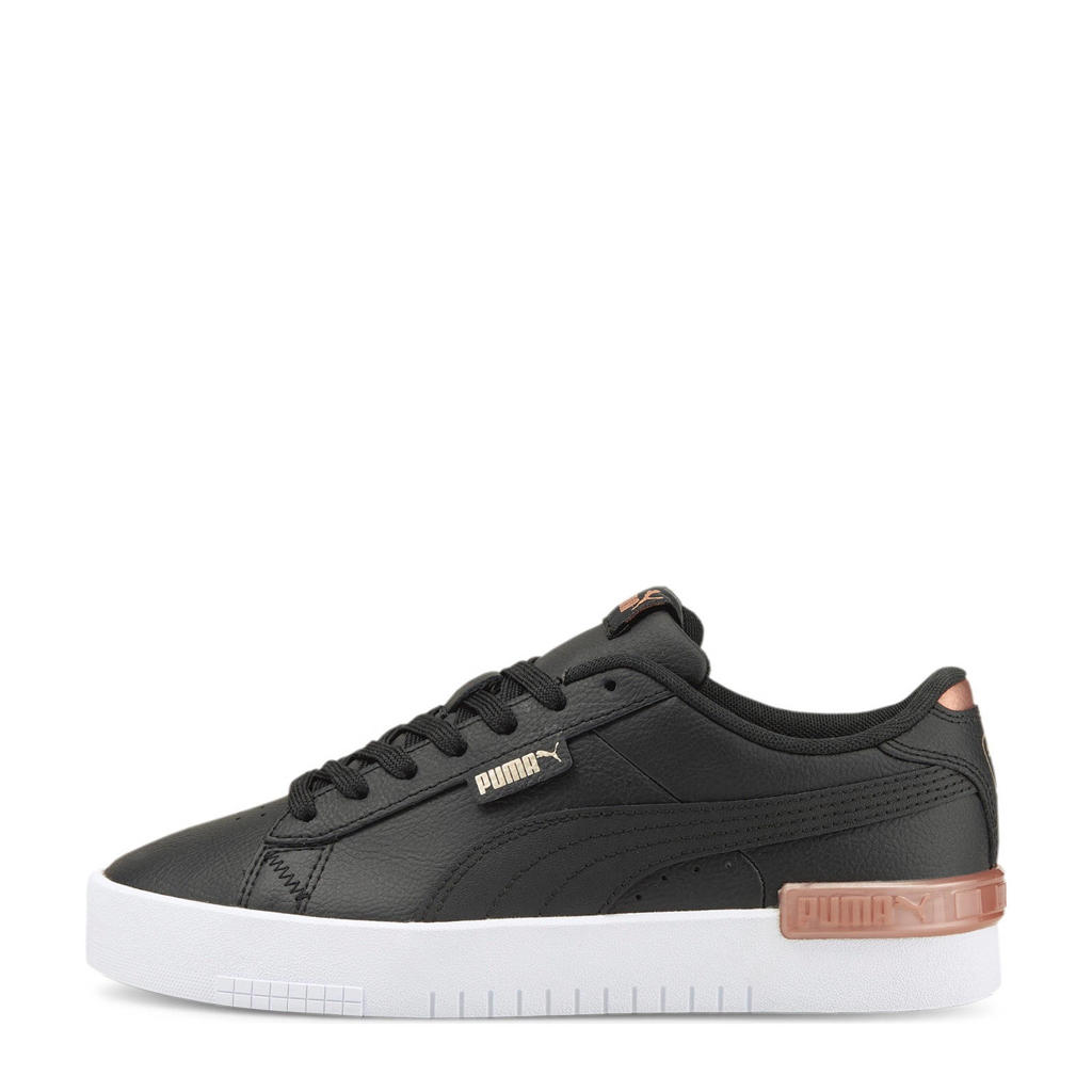 Zwart, roségoud en witte dames Puma Jada sneakers van leer met veters en logo