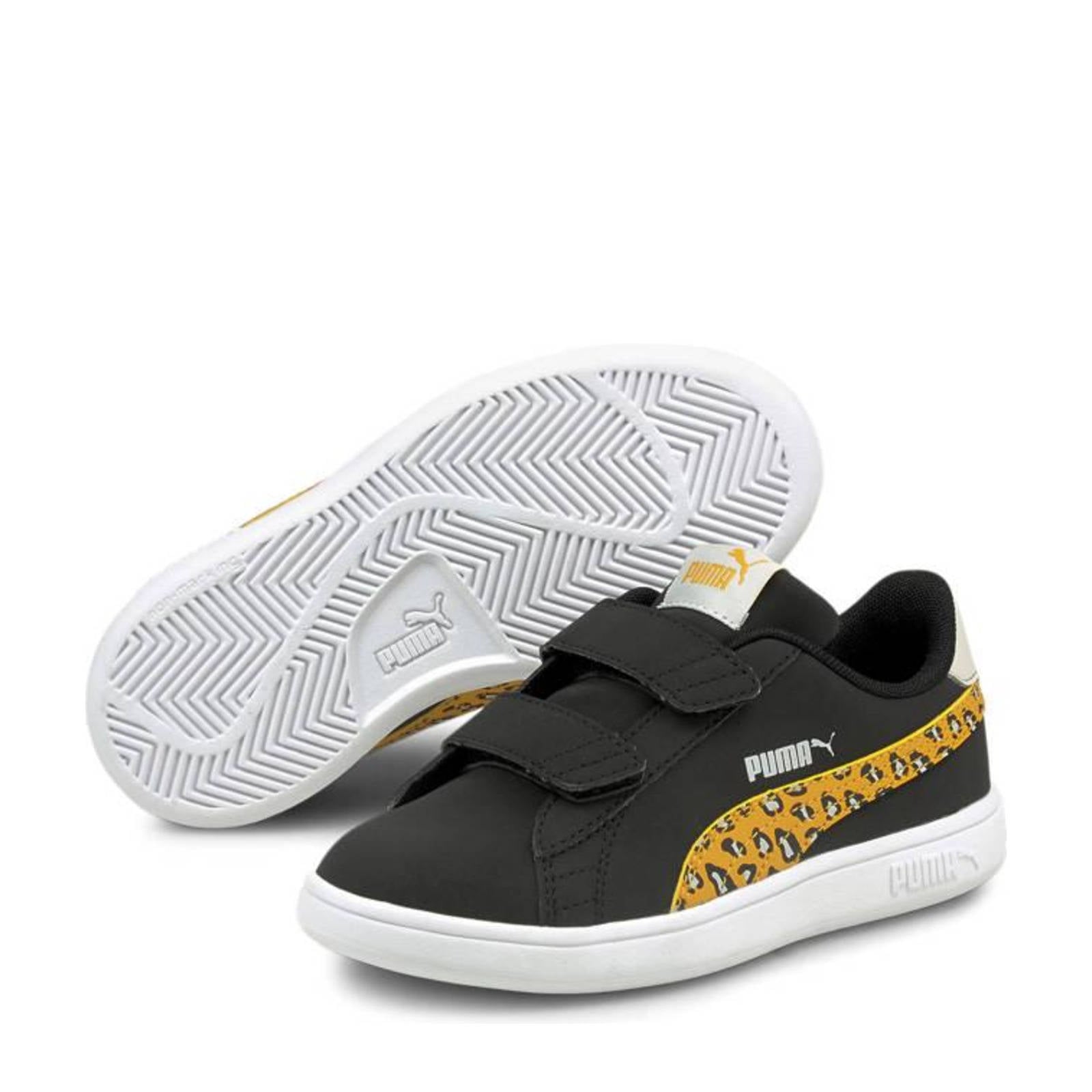 Puma Smash v2 Roar V PS sneakers met panterprint zwart/geel | wehkamp