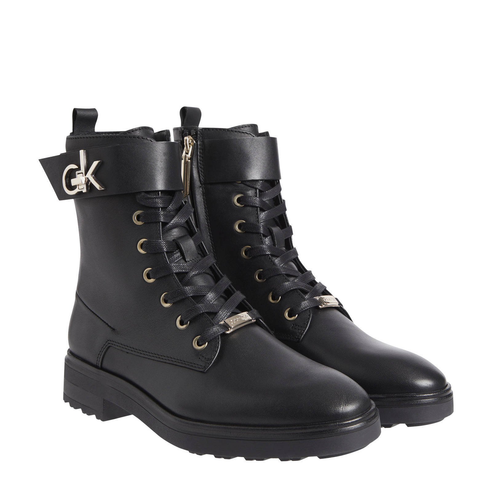 Calvin Klein leren veterboots zwart | wehkamp
