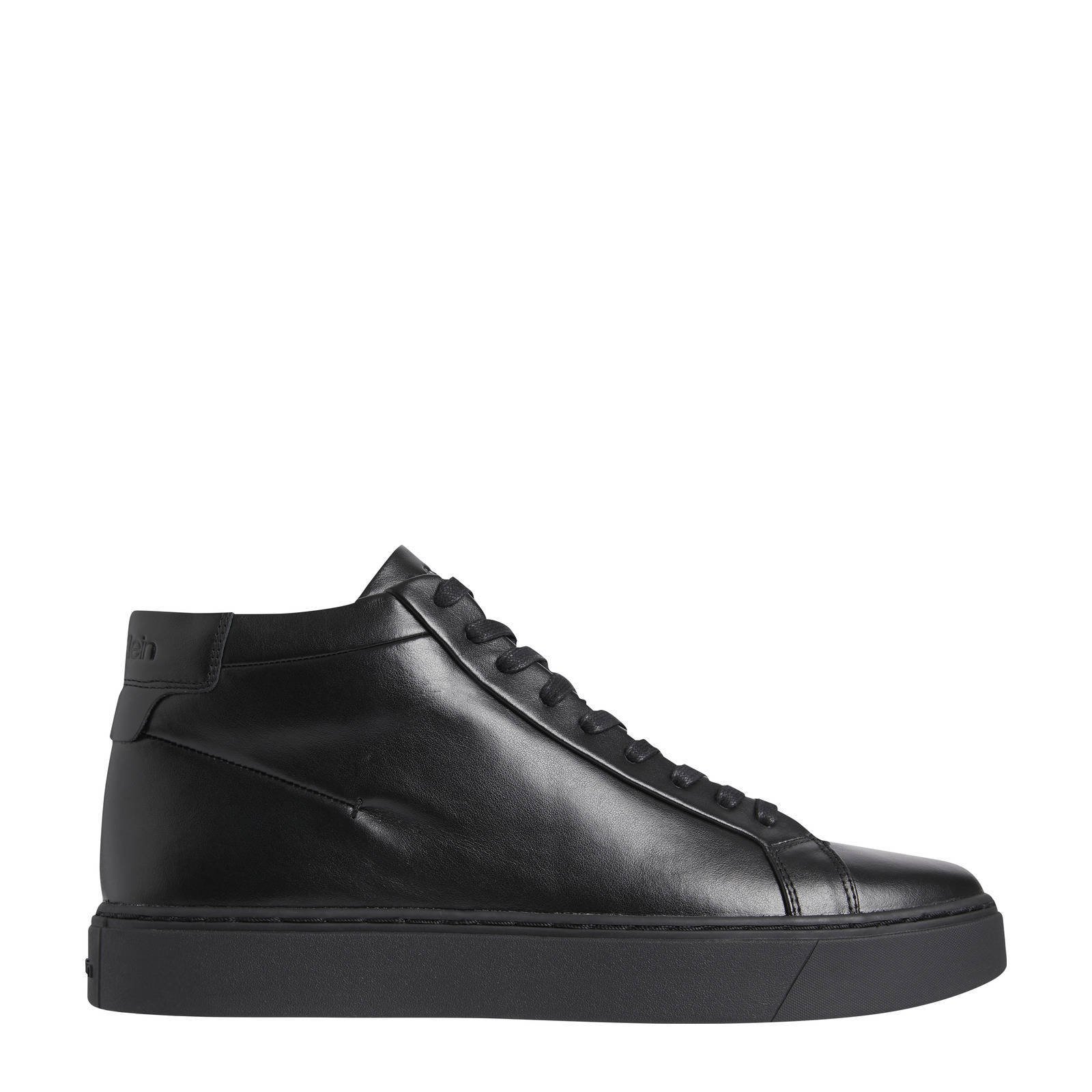 Santoni Leer High-top Sneakers in het Zwart voor heren Heren Schoenen voor voor Sneakers voor Hoge sneakers 