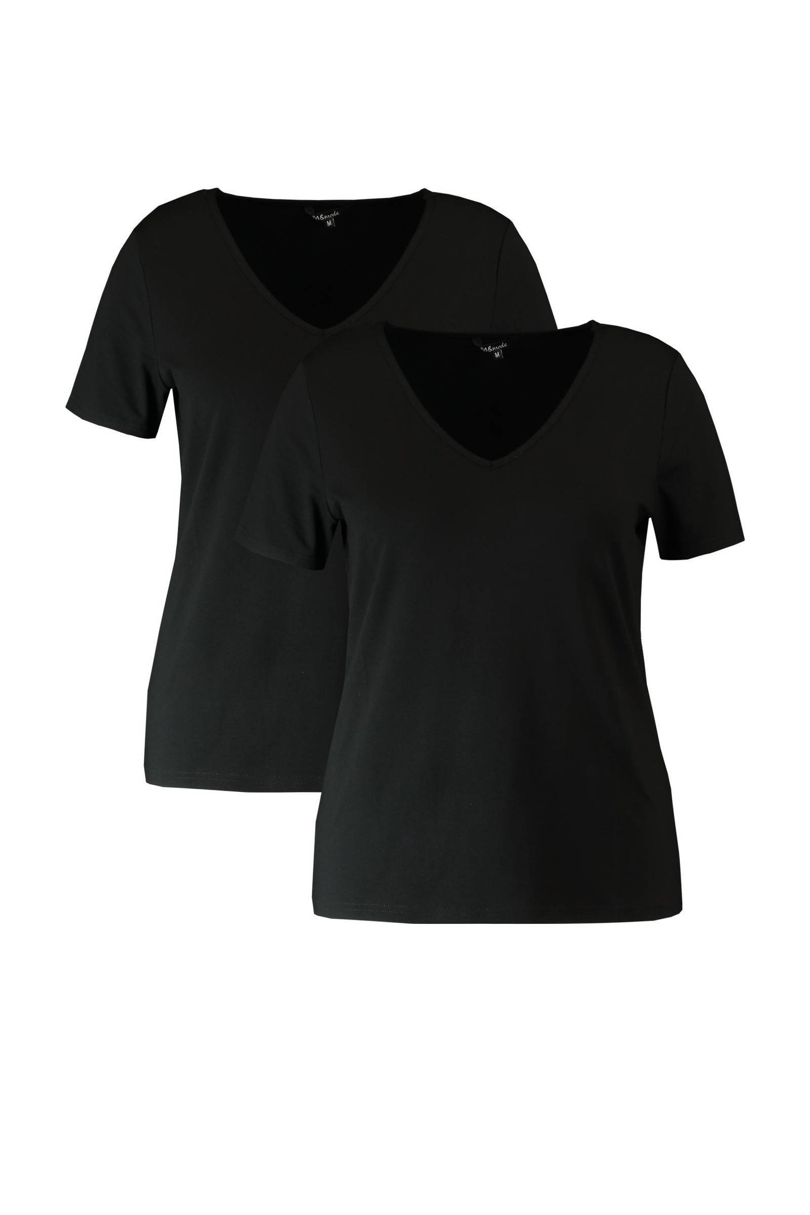 MS Mode basic T shirt set van 2 zwart online kopen