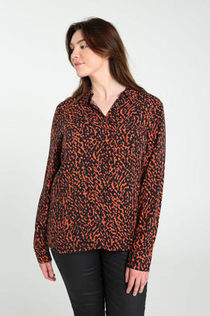 blouse met all over print rood/zwart