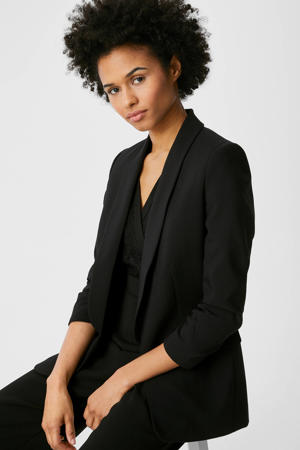 blazer met ruches zwart