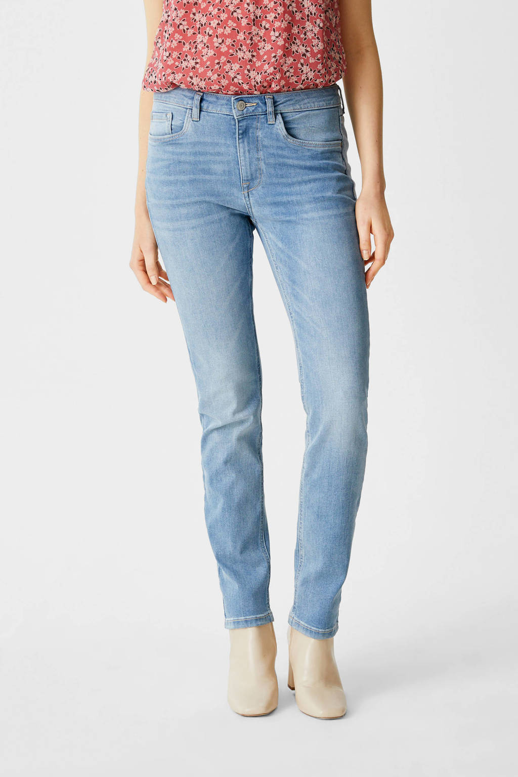 Lichtblauwe dames C&A The Denim slim fit jeans katoen met regular waist