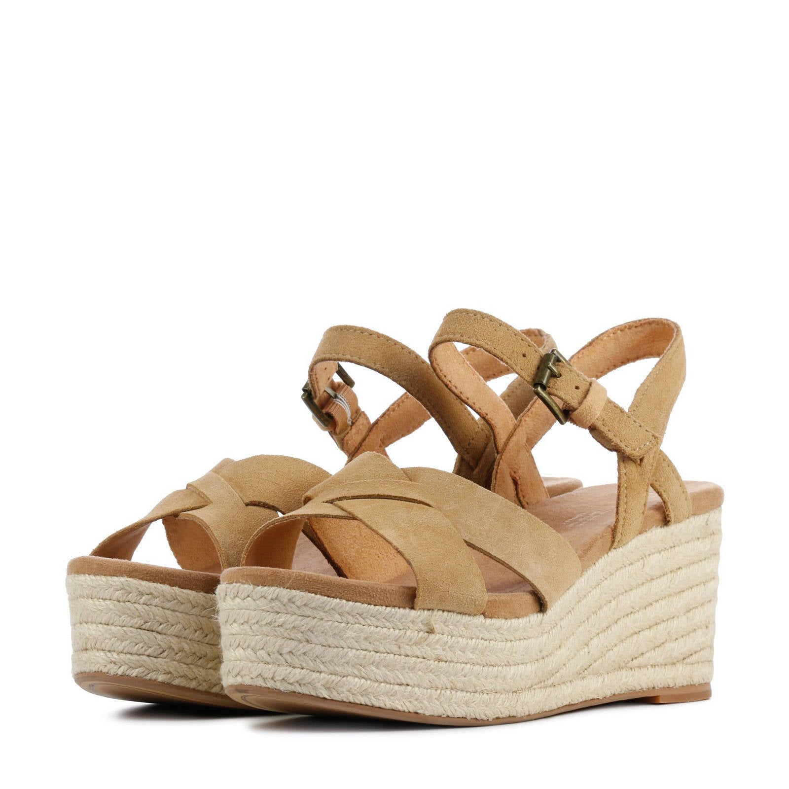 Camel Kroko Sleehak Sandaletten met Plateau - Uwantisell.nl